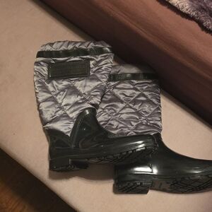 Burberry Authentic Quilted Black and Gray Rain Boots